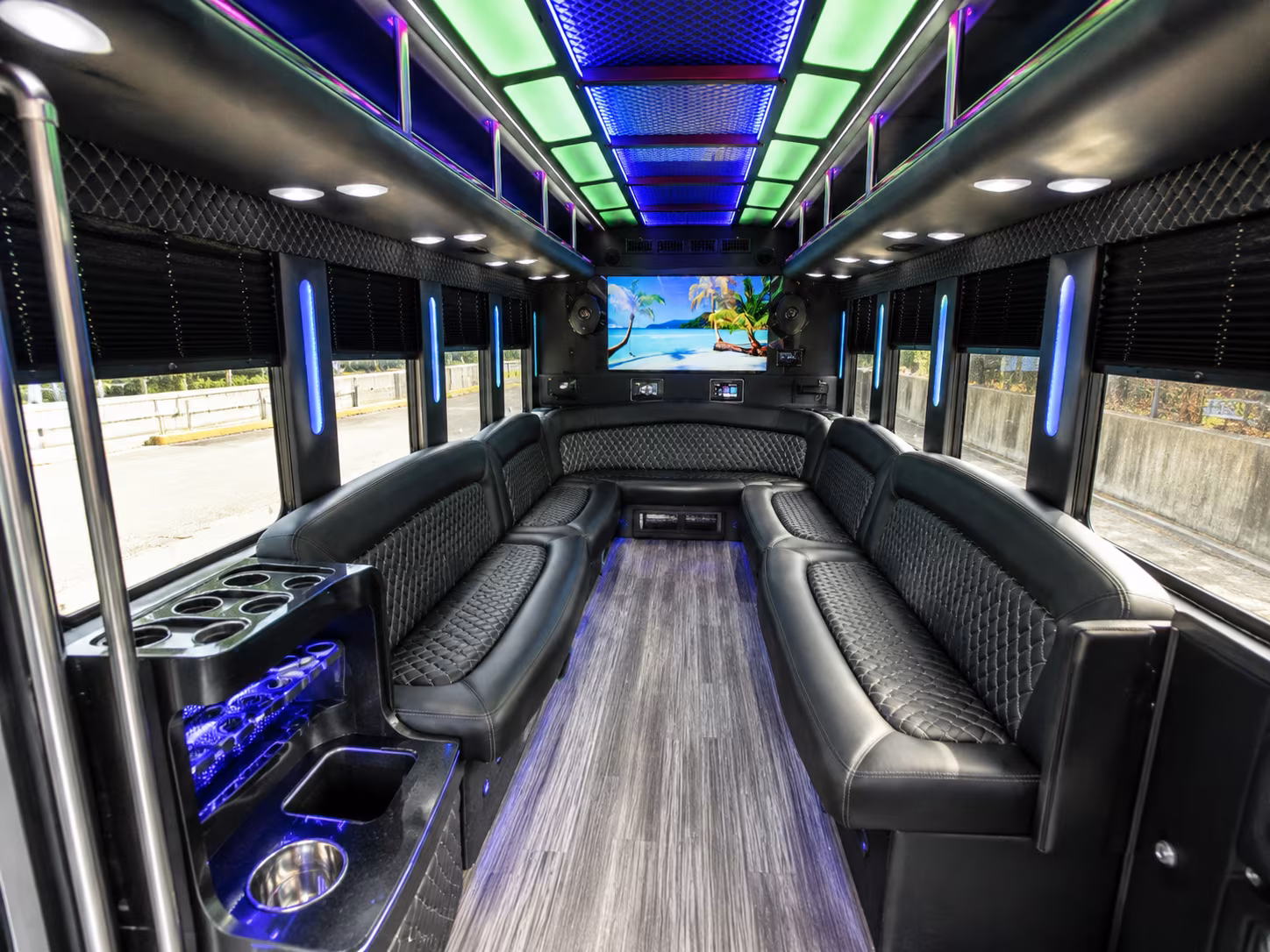 collierville 18 passenger party bus inside