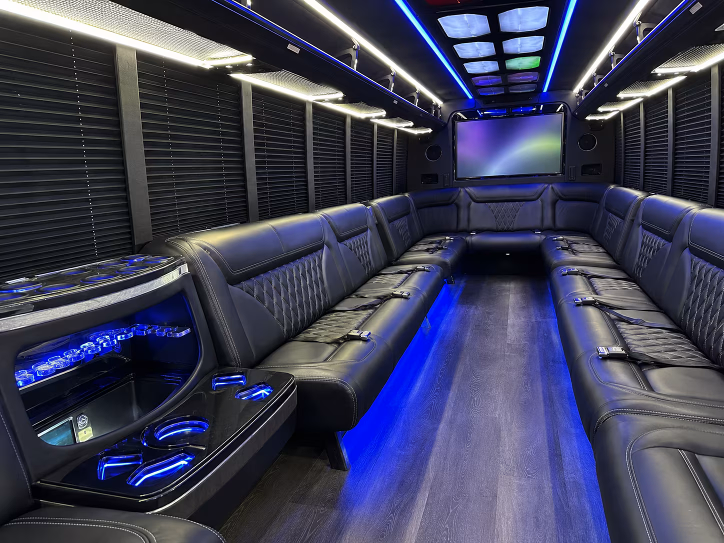 collierville 20 passenger party bus inside