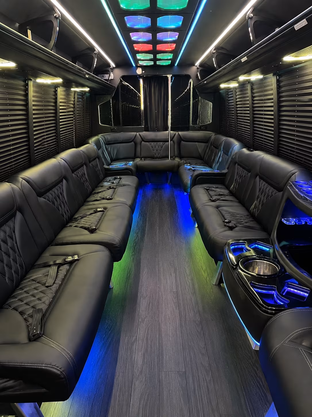 collierville 20 passenger party bus interior