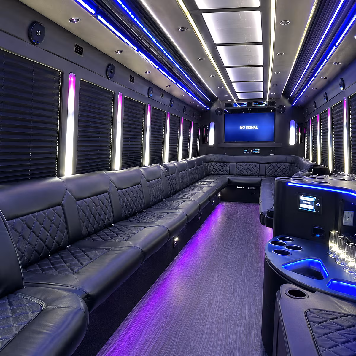 collierville 30 passenger party bus inside