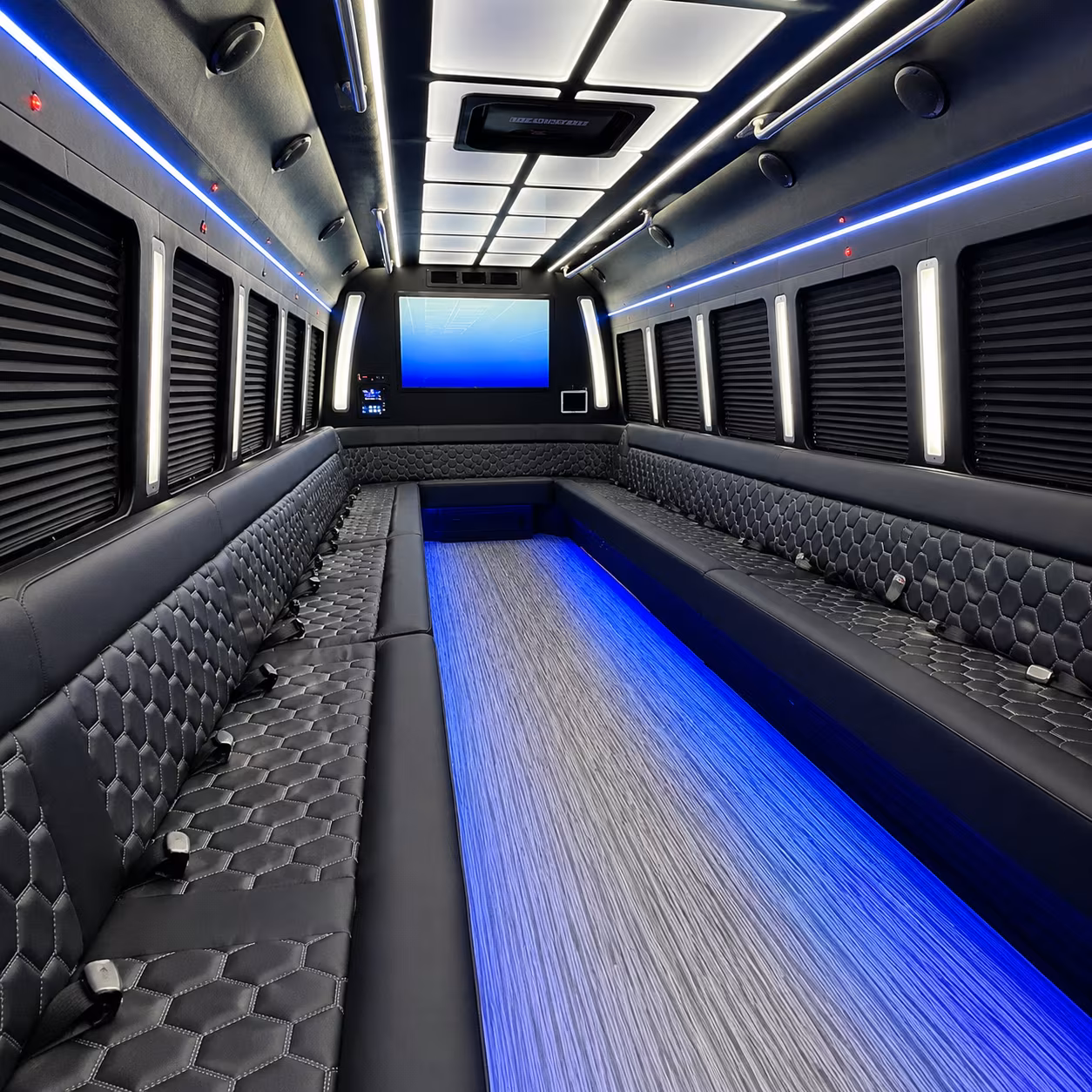 collierville 50 passenger party bus inside