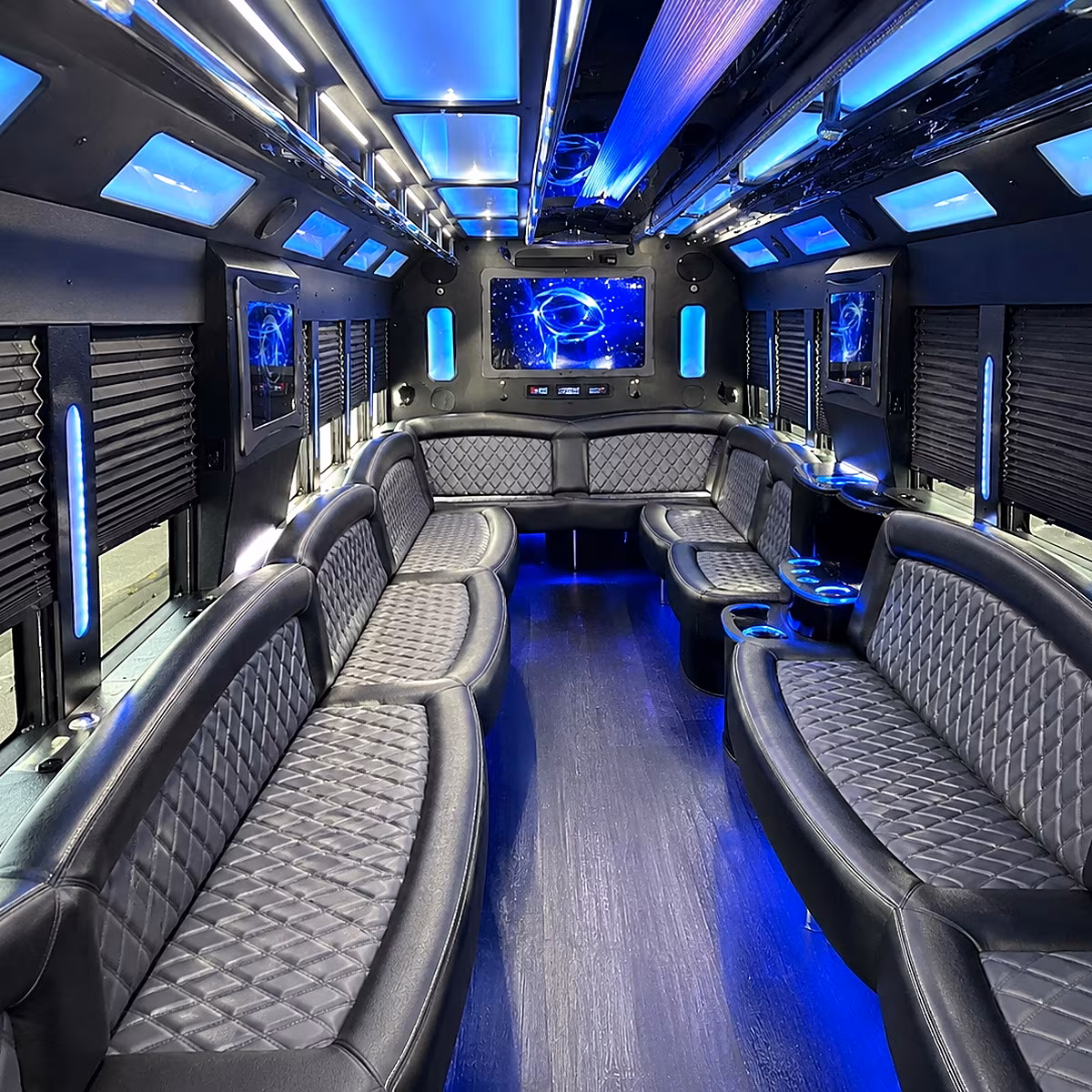 collierville 50 passenger party bus interior