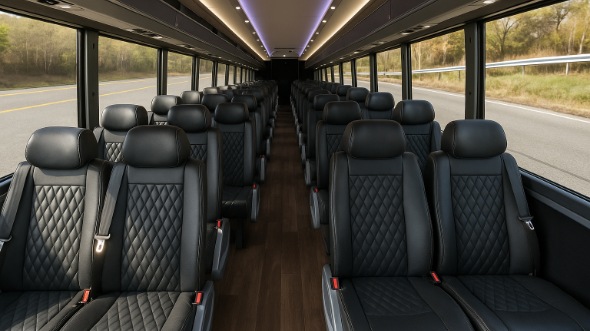 Interior of Charter Bus Company Collierville's 15 Passenger Minibus in Collierville