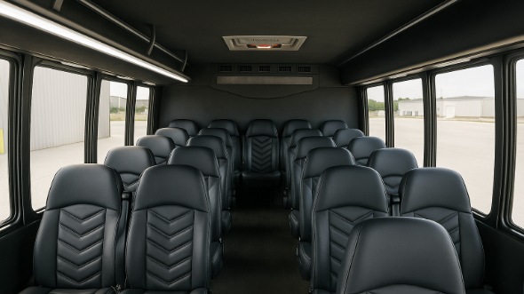 Interior of Charter Bus Company Collierville's 35 Passenger Minibus in Collierville
