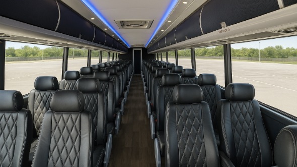 Interior of Charter Bus Company Collierville's 50 Passenger Charter Bus in Collierville