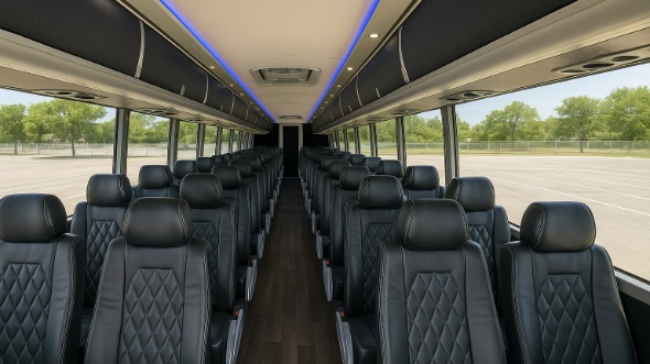 Interior of Charter Bus Company Collierville's 56 Passenger Charter Bus in Collierville