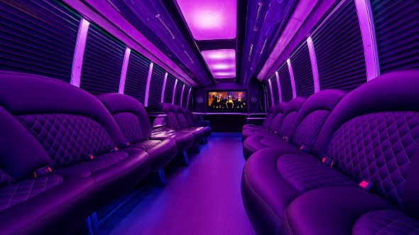 Interior of Charter Bus Company Collierville's Party Bus in Collierville