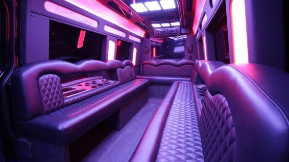 Interior of Charter Bus Company Germantown's Sprinter Limo in Germantown